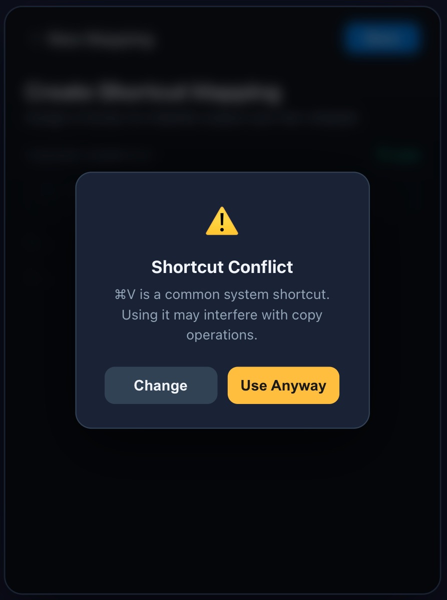 Smart shortcut conflict detection